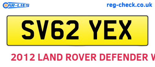 SV62YEX are the vehicle registration plates.