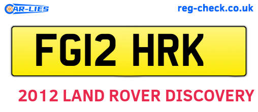 FG12HRK are the vehicle registration plates.