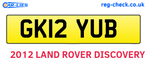 GK12YUB are the vehicle registration plates.
