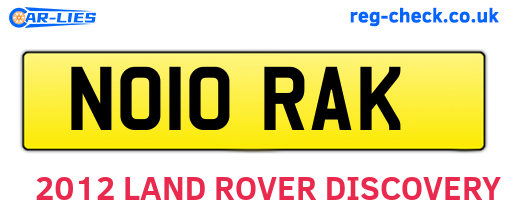 NO10RAK are the vehicle registration plates.