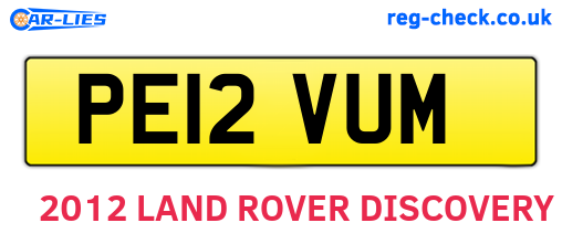 PE12VUM are the vehicle registration plates.