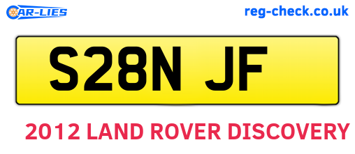 S28NJF are the vehicle registration plates.