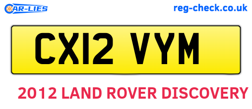 CX12VYM are the vehicle registration plates.