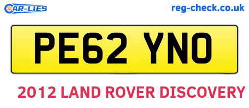 PE62YNO are the vehicle registration plates.
