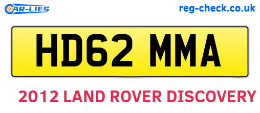 HD62MMA are the vehicle registration plates.