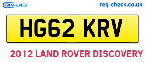 HG62KRV are the vehicle registration plates.