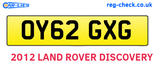 OY62GXG are the vehicle registration plates.