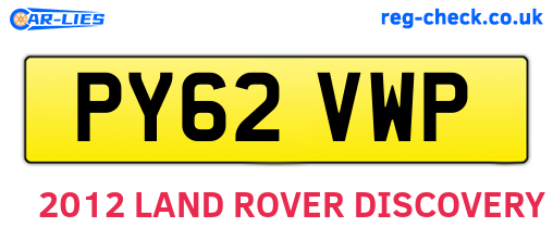 PY62VWP are the vehicle registration plates.