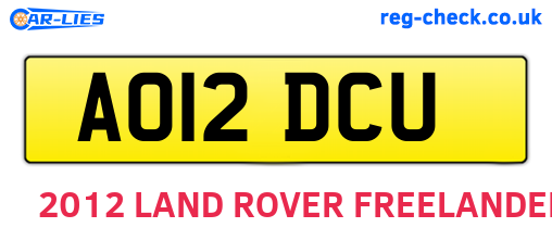 AO12DCU are the vehicle registration plates.