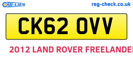 CK62OVV are the vehicle registration plates.