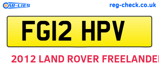 FG12HPV are the vehicle registration plates.