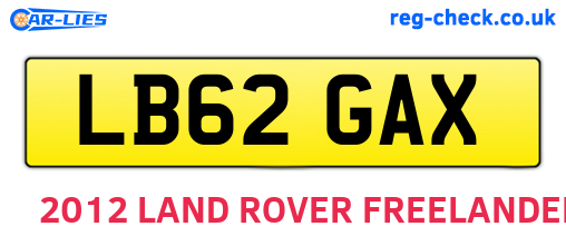 LB62GAX are the vehicle registration plates.