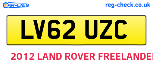 LV62UZC are the vehicle registration plates.