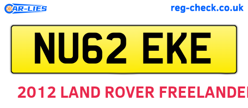 NU62EKE are the vehicle registration plates.