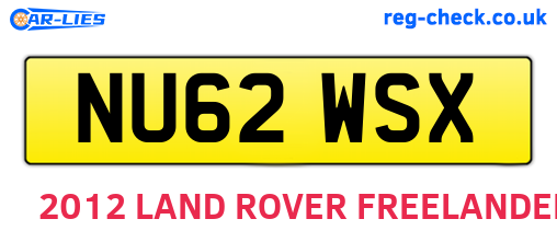 NU62WSX are the vehicle registration plates.