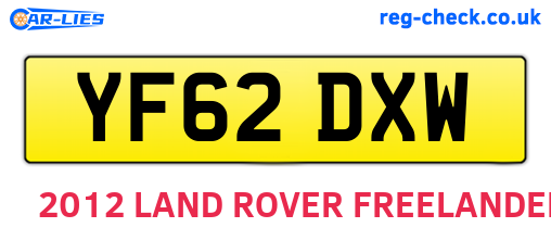 YF62DXW are the vehicle registration plates.