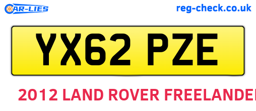 YX62PZE are the vehicle registration plates.