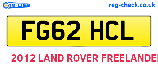 FG62HCL are the vehicle registration plates.