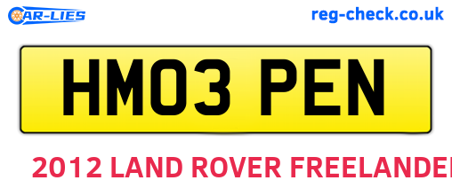 HM03PEN are the vehicle registration plates.
