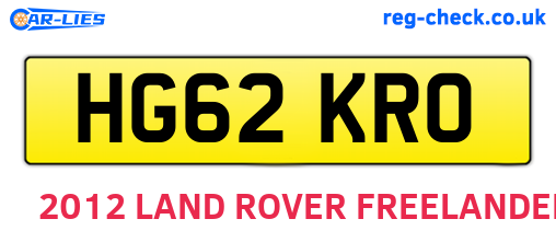 HG62KRO are the vehicle registration plates.