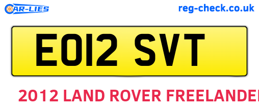 EO12SVT are the vehicle registration plates.