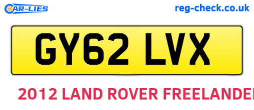 GY62LVX are the vehicle registration plates.