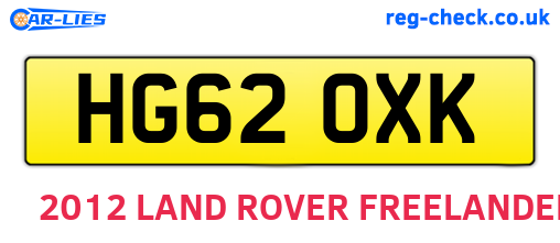 HG62OXK are the vehicle registration plates.