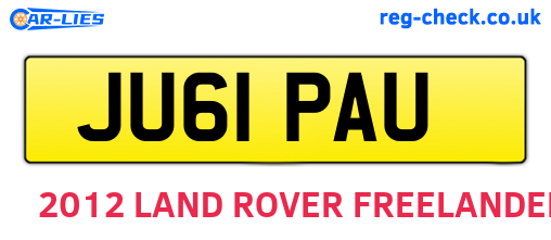 JU61PAU are the vehicle registration plates.