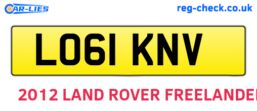 LO61KNV are the vehicle registration plates.