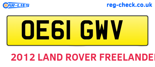 OE61GWV are the vehicle registration plates.