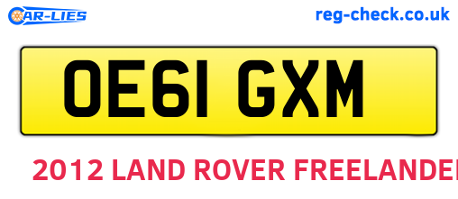 OE61GXM are the vehicle registration plates.