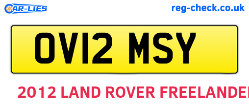 OV12MSY are the vehicle registration plates.