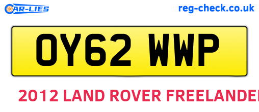 OY62WWP are the vehicle registration plates.