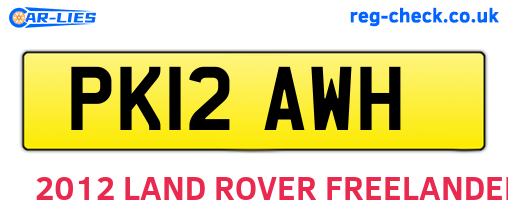 PK12AWH are the vehicle registration plates.
