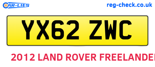 YX62ZWC are the vehicle registration plates.