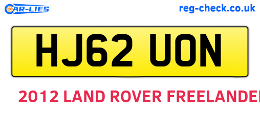 HJ62UON are the vehicle registration plates.