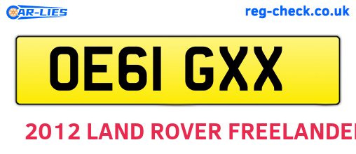 OE61GXX are the vehicle registration plates.