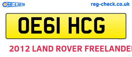 OE61HCG are the vehicle registration plates.