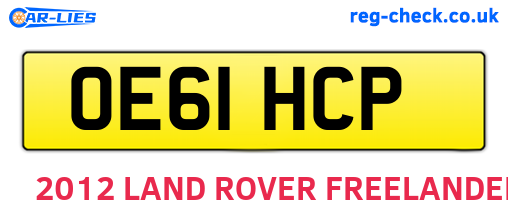 OE61HCP are the vehicle registration plates.