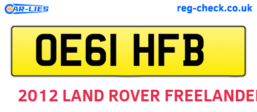 OE61HFB are the vehicle registration plates.