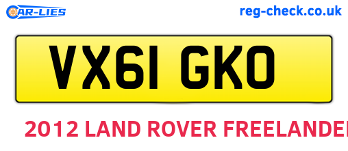 VX61GKO are the vehicle registration plates.