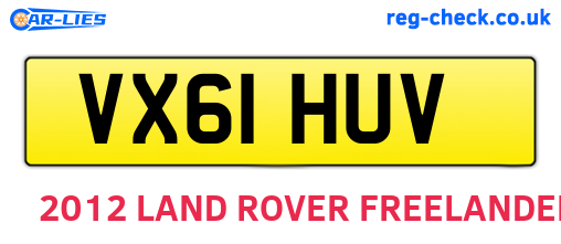VX61HUV are the vehicle registration plates.