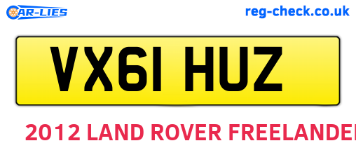 VX61HUZ are the vehicle registration plates.