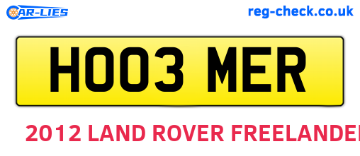 HO03MER are the vehicle registration plates.