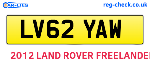 LV62YAW are the vehicle registration plates.