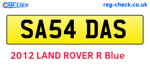 SA54DAS are the vehicle registration plates.