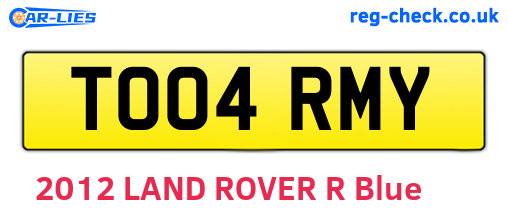 TO04RMY are the vehicle registration plates.