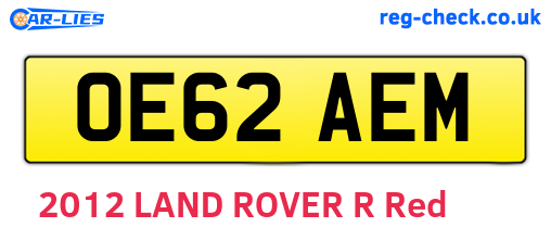 OE62AEM are the vehicle registration plates.