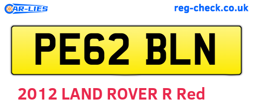 PE62BLN are the vehicle registration plates.
