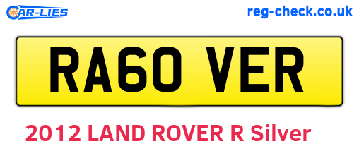 RA60VER are the vehicle registration plates.
